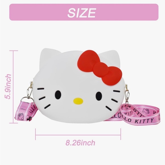 Hello Kitty Silicone Spellout Adjustable Strap Crossbody Purse Zip Closure NEW - Picture 2 of 7